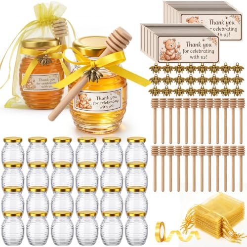 24 Pack 3.4 oz Glass Honey Jar Party Favors by Unknown