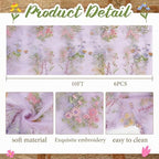 Purple Floral Table Runner 10ft Embroidery Tulle Spring Wildflower Gauze Table Runner Seasonal Summer Butterfly Kitchen Dining Decoration for Wedding Baby Shower Birthday Party (6 Pcs) - Image 3