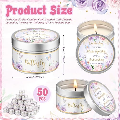 Threlaco 50 Pcs Baby Shower Candles, Party Favors, Flower and Butterfly - Image 3