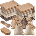 Woanger 100 Pcs Drawstring Burlap Gift Bags 4x6'' with Tags, Hemp Brown Mix by Woanger