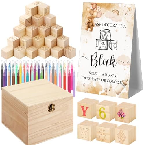 Marsui 136 Pcs Baby Shower Blocks to Decorate Game Kit, Brown Bear by Marsui