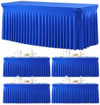 4 Pack Royal Blue Table Cloth for 8 Foot Rectangle Tables Spandex Fitted Tablecloth 8ft Stretch Table Covers Skirt Blue Banquet Tablecloths Wrinkle Free Tablecloth for Party Wedding Birthday Event by Tao-GePartyDecorations