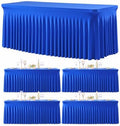 4 Pack Royal Blue Table Cloth for 6 Foot Rectangle Tables Spandex Fitted Tablecloth 6ft Stretch Table Covers Skirt Blue Banquet Tablecloths Wrinkle Free Tablecloth for Party Wedding Birthday Event by Tao-GePartyDecorations