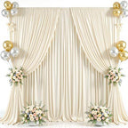 20x8ft Beige Backdrop Curtain for Parties Wrinkle Free Fabric Backdrop Curtain Wedding Photo Backdrop Drapes for Birthday Party Baby Shower Bridal Shower Photography Back Drop 4 Panels 5x8FT by Suppromo