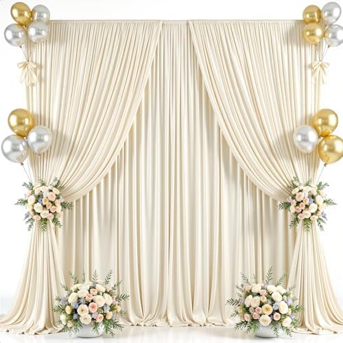 50x10ft Beige Backdrop Curtain for Parties Wrinkle Free Fabric Backdrop Curtain Wedding Photo Backdrop Drapes for Birthday Party Baby Shower Bridal Shower Photography Back Drop 10 Panels 5x10FT by Suppromo