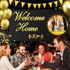 Custom Welcome Home Banner Decoration, Black Gold Welcome Back Home Yard Sign for Outdoor Decor, Military Homecoming Deployment Returning Party Supplies(5x7.5ft) - Image 6