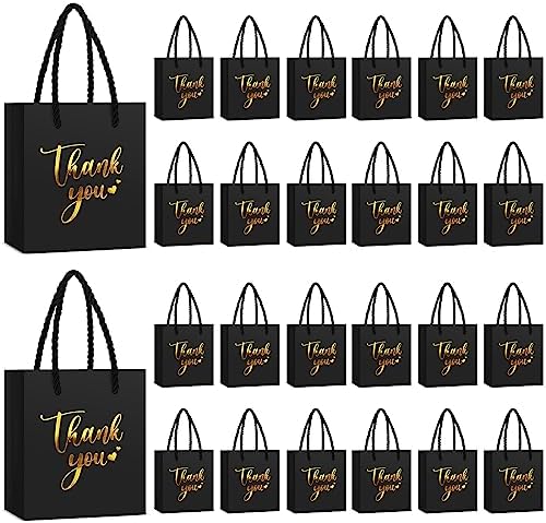 Honoson 60 Pcs Mini Thank You Gift Bag with Handle Bulk,Black by Honoson