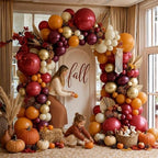 Burgundy Burnt Orange Balloon Arch Kit - Retro Boho Fall Balloon Garland with Metallic Gold Cream for Autumn Fall Harvest Thanksgiving Birthday Baby Shower Party Decorations - Image 2