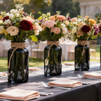 6 Pack Mason Jar Vases for Centerpieces, Black Glass Flower Vase - Image 6