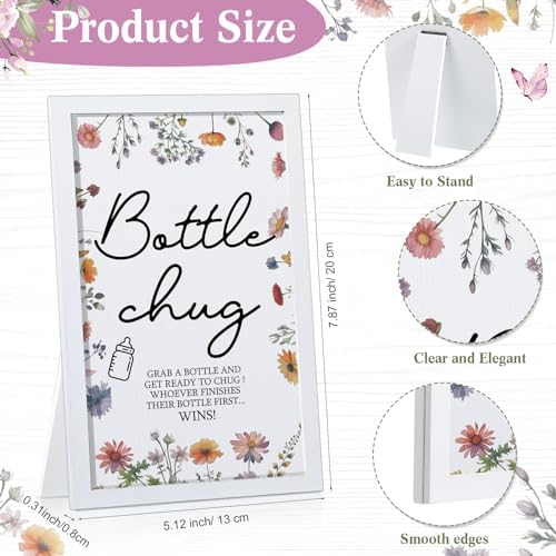 Roowest Bottle Chug Baby Shower Games Favors, Pink, Wideflower - Image 2