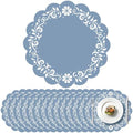 100 Pcs Blue Talavera Mexican Paper Placemats 13.5 Inch Cielito Lindo Party Decoration Disposable Scalloped Platos De Barro Mexicanos Paper Table Mat for Fiesta Wedding Baby Shower Party Decor by Elasign