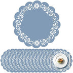 100 Pcs Blue Talavera Mexican Paper Placemats 13.5 Inch Cielito Lindo Party Decoration Disposable Scalloped Platos De Barro Mexicanos Paper Table Mat for Fiesta Wedding Baby Shower Party Decor by Elasign