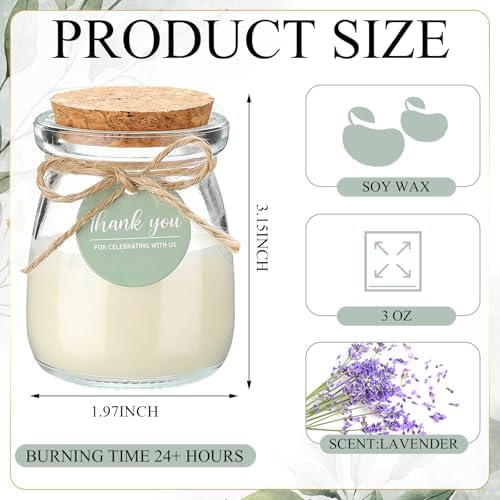 MTLEE 20 Sets Wedding Candle for Guests Sage Green Glass Jars Bridal Favor - Image 2