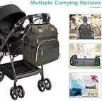 DERJUNSTAR Diaper Bag Backpack, Large Baby Bag with Changing Pad, Thick Padded Back & Straps, Laptop Compartment, Waterproof Travel Backpack with USB Port, Multi-Function for Mom & Dad, Army Green - Image 4
