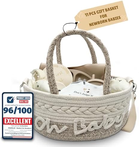 Baby Gift Set | 11 Piece Gender Neutral Newborn Gift Basket for Boys & Girls – Baby Essentials with Plate, Bib, Spoon, Cup, Feeder, Outfit, Rattles & Storage Bag - Image 3
