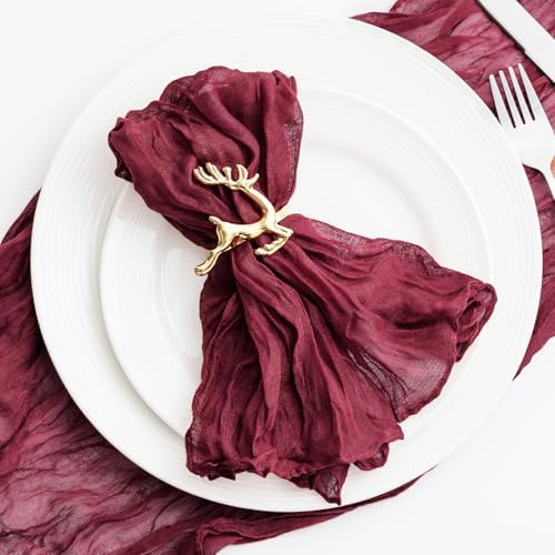 60 Pack Burgundy Cheesecloth Napkins Washable 21x21 Inches Burgundy Cloth Napkins Set of 60 Dinner Table Napkins for Wedding Bridal Baby Shower Rustic Boho Cotton Gauze Summer Party Table Decor - Image 6