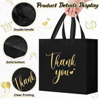 Sweetude 30 Thank You Non Woven Gift Bag, 11 x 12 x 5 Inch, Black - Image 3