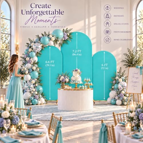 Set of 3 Stretchy Wedding Arch Backdrop Covers, 7.2FT, 6.6FT & 6FT - Image 2