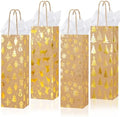 Harloon 32 Pack Wine Bottle Gift Bags with Handles 4 Designs,Kraft Color by Muasung
