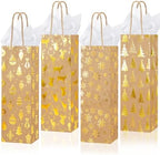Harloon 32 Pack Wine Bottle Gift Bags with Handles 4 Designs,Kraft Color by Muasung