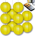 PaperLanternStore.com 12" Yellow Paper Lantern Party Pack with Remote Controlled LED Lights (10-Pack Combo Kit) by Fantado+Party+%26+Event+Lighting