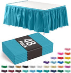 Exquisite Turquoise Table Skirt 48 Pack - Disposable Plastic Table Skirts for Rectangle Tables 6ft 8ft & Round Tables - 29in x 14ft Self-Adhesive Strip - Birthday Wedding Gender Reveal Decor by Exquisite