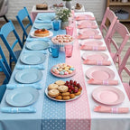 Lasnten 50 Sets Pre-rolled Gender Reveal Cutlery Set with Napkin - Image 2