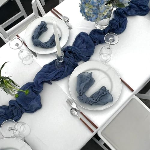 Showgeous 16 Pack Navy Blue Cheesecloth Table Runner 17 x 108 Inch - Image 7