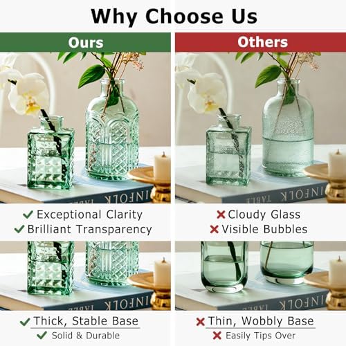 SUPMIND Glass Bud Vase Set, 16pcs Green Small Flower Vases for Centerpieces - Image 6