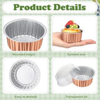200 Pack Aluminum Cupcake Liners with Lids,Rose Gold,Plain - Image 2