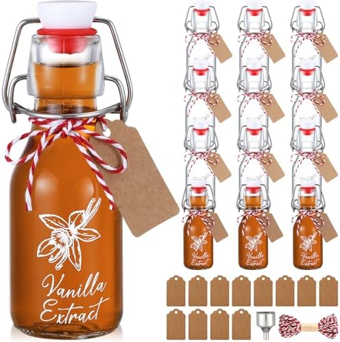 Reallnaive 12 Pack 4 oz Vanilla Extract Bottles Swing Top Glass Bottles by Reallnaive