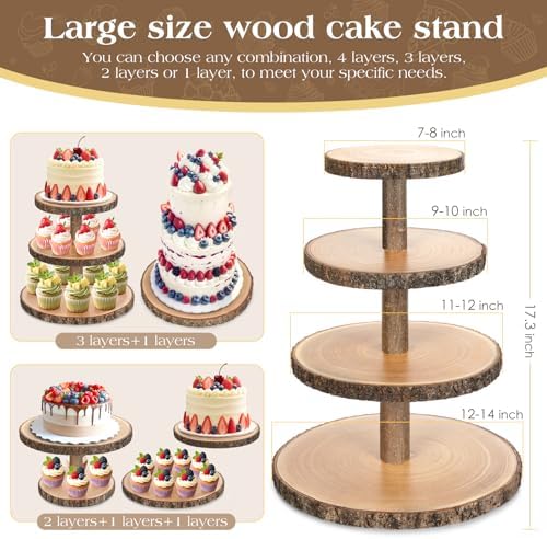 Wooden Cupcake Stand for 24 Cupcakes 4-Tier Dessert Tower Rustic Tiered Display Stand for Woodland Baby Shower Decorations, Farmers Market Decor, Wedding, Birthday, Graduation, Tea Party - Image 3