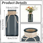 6 Pack Mason Jar Vases for Centerpieces, Black Glass Flower Vase - Image 2