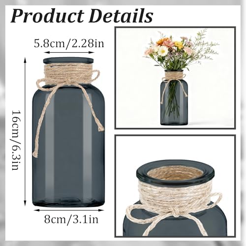 6 Pack Mason Jar Vases for Centerpieces, Black Glass Flower Vase - Image 2