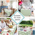 Hiasan 60 x 120 Inch Checkered Tablecloth Rectangle, Sage Green and White - Image 2