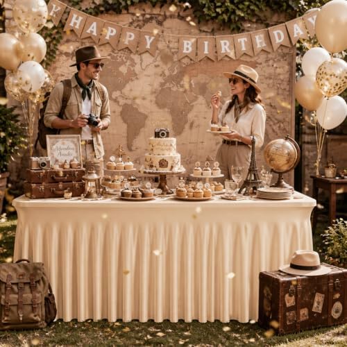 2 Pack Champagne Spandex Table Cloths for 6FT Rectangle Tables, Elastic Stretch Tablecloth 30x72 Inch, Wrinkle Free Champagne Table Cover Skirt for Banquet, Wedding, Baby Shower & Parties - Image 2