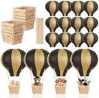 Meooeck 8 Sets Black and Gold Hot Air Balloon Table Centerpieces Decor by Meooeck