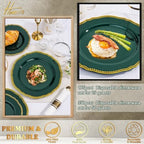 Hioasis 175 Pcs Green Gold Plastic Plates Wedding & Party - Image 4