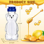 Thenshop 36 Pcs 8 oz Plastic Honey Bear Bottle Clear Squeeze, Blue Lid - Image 2