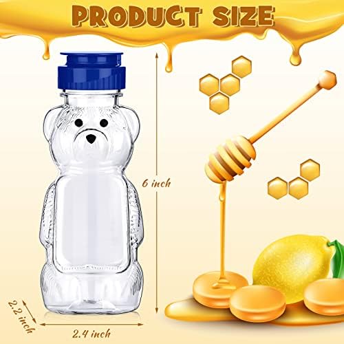 Thenshop 36 Pcs 8 oz Plastic Honey Bear Bottle Clear Squeeze, Blue Lid - Image 2