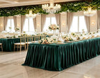 Hunter Green Tablecloth Rectangle Tables 8FT, Polyester Wrinkle Free Stretch Table Cloth 6ft Fitted Table Cover with Pleated Ruffle Skirt for Weddings Birthday Banquet Baby Shower - Image 5