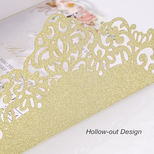 50PCS Gold Wedding Invitations, with Blank Cards Custom Your Party Invites - Image 5