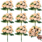 Zeyune 8 Pack 12 Inch Artificial Rose Bouquet, Champagne by Zeyune