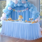 Baby Blue Table Cloth Spandex Table Covers 6ft Fitted Tulle Tablecloth Rectangular Desk Skirt Stretch Light Blue Table Cloths Covers Party Banquet Birthday Baby Shower Wedding Table Cloth, 2 Pack - Image 7