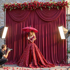 20x10ft Burgundy Backdrop Curtains for Wedding Parties Wrinkle Free Wine Red Curtains Photo Backdrop Drapes for Photography Birthday Baby Shower Soft Fabric Party Backgournd for Photoshoot - Image 4