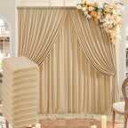 50ftx10ft Wrinkle Free Champagne Backdrop Curtains for Parties, 10 Panels 5x10ft Thick Polyester Backdrop Drapse for Weddings Birthday Photography Background Curtains by ENJOYYOURPARTY