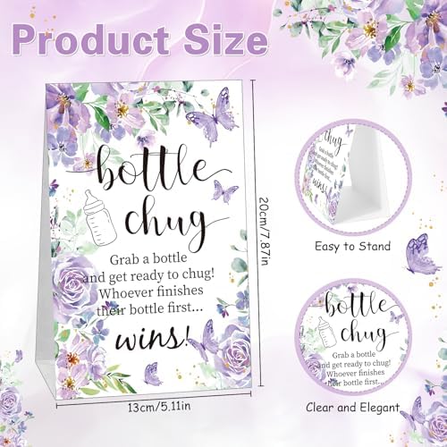 Trelaco 12 Pcs Baby Shower Bottle Chug Game, Butterfly, Purple - Image 2