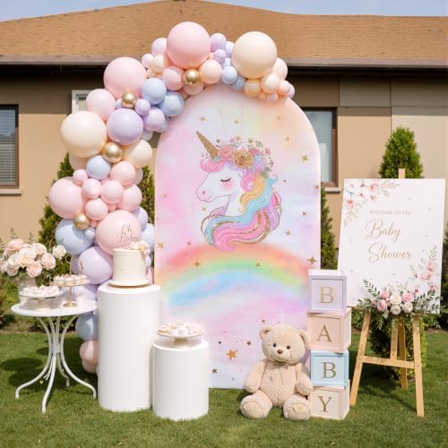 Unicorn Rainbow Arch Backdrop Cover, 7.2FT x 4FT, for Birthday Baby Shower - Image 4