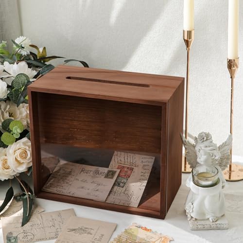 OurWarm Wooden Wedding Card Box for Reception, Money Gift Card Box for Wedding, Card Storage Box Wedding Decorations for Reception Party Birthday Gifts by OurWarm