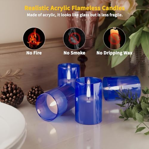 12Pack Flameless LED Candles with Timer, Battery Operated, Blue, 2"x3" - Image 3